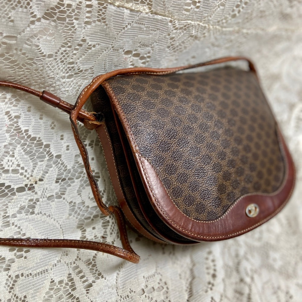 Celine, Brown Macadam Shoulder Handbag