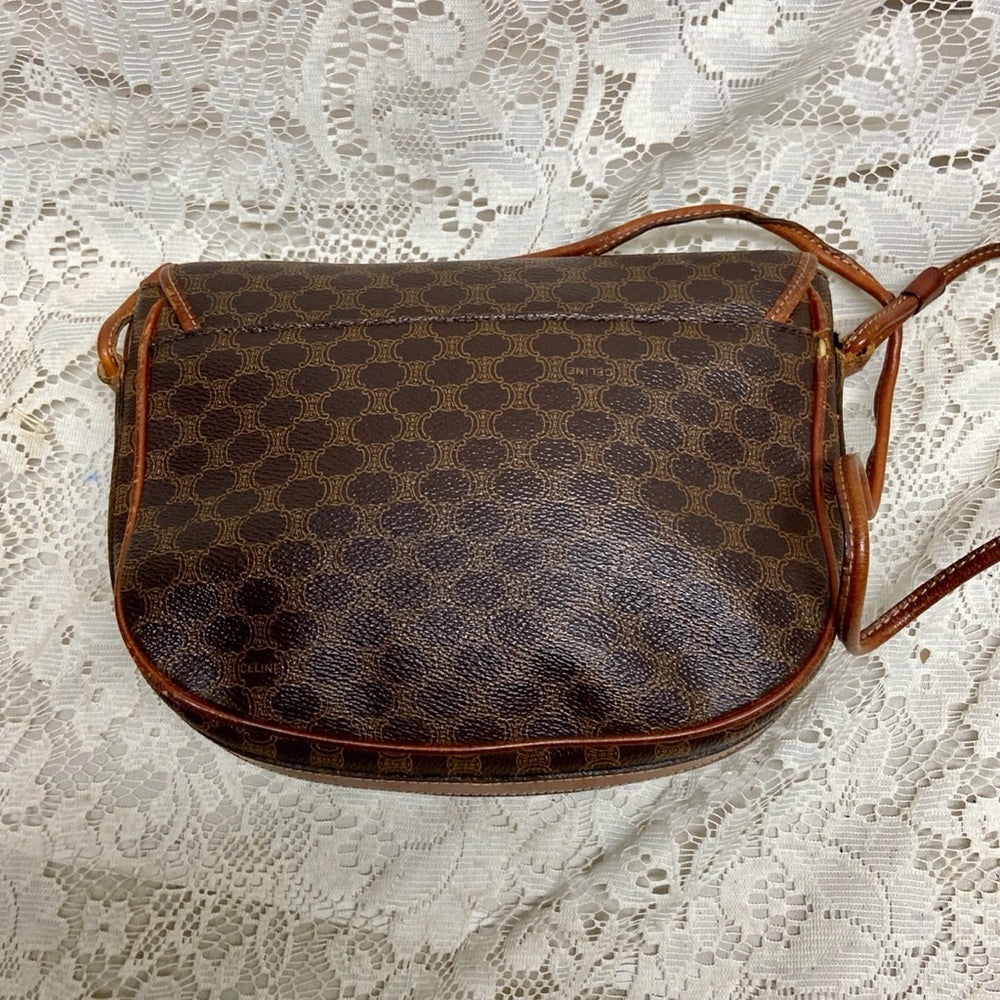 Celine, Brown Macadam Shoulder Handbag