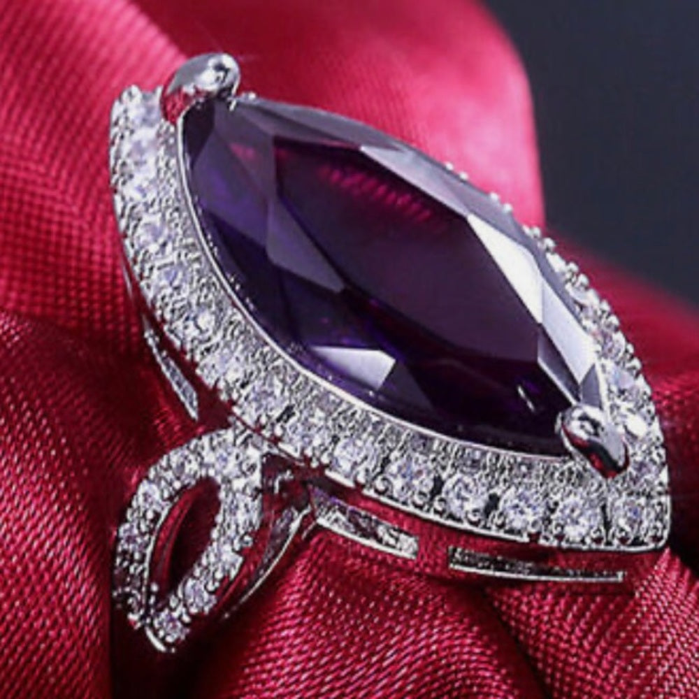 Amethyst Cubic Zirconia 925 Silver Ring