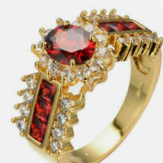 1.0/ct Ruby Cubic Zirconia 10kt Gold Filled Ring