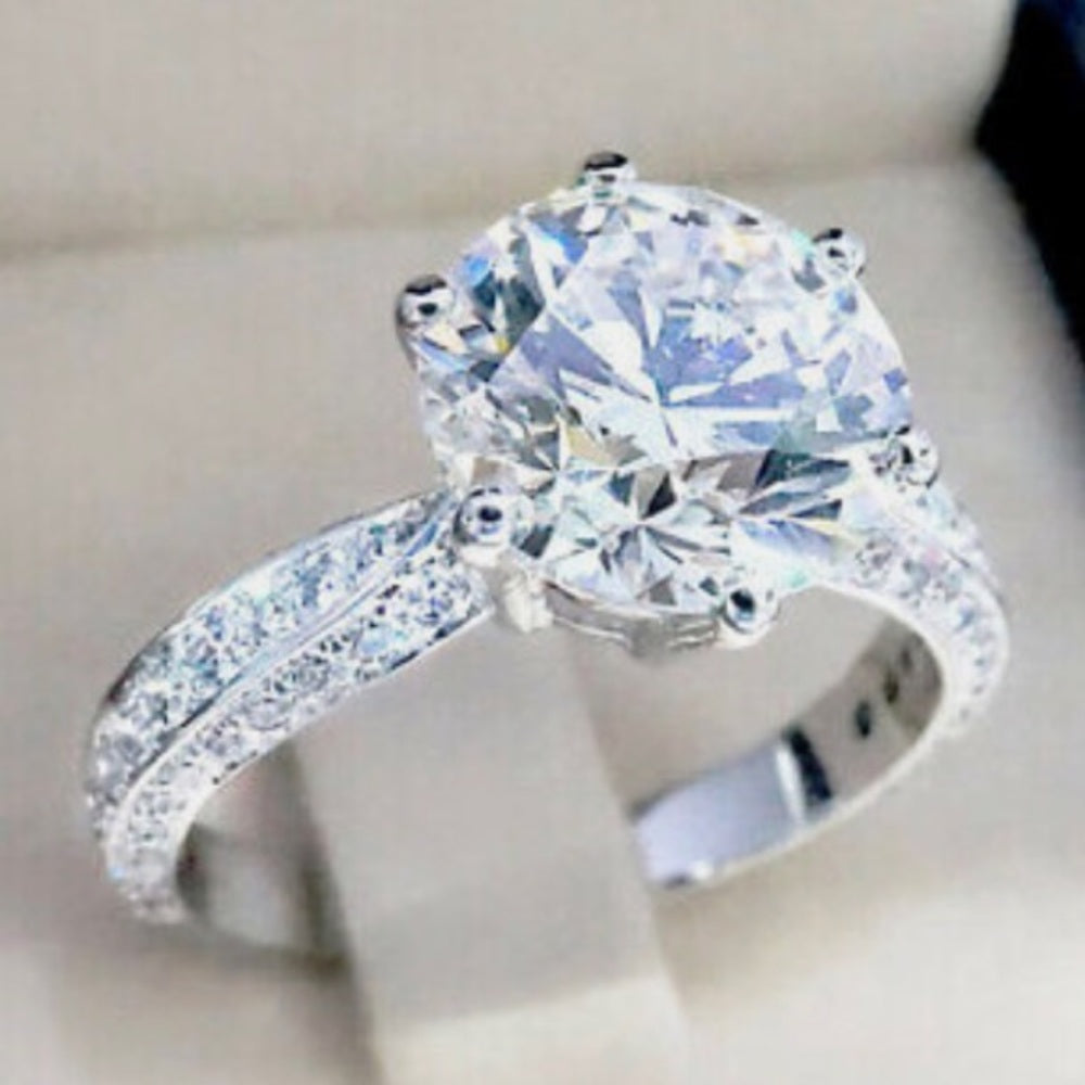 Faux Diamond- Cubic Zirconia 925 Silver Tiffany Engagement Ring