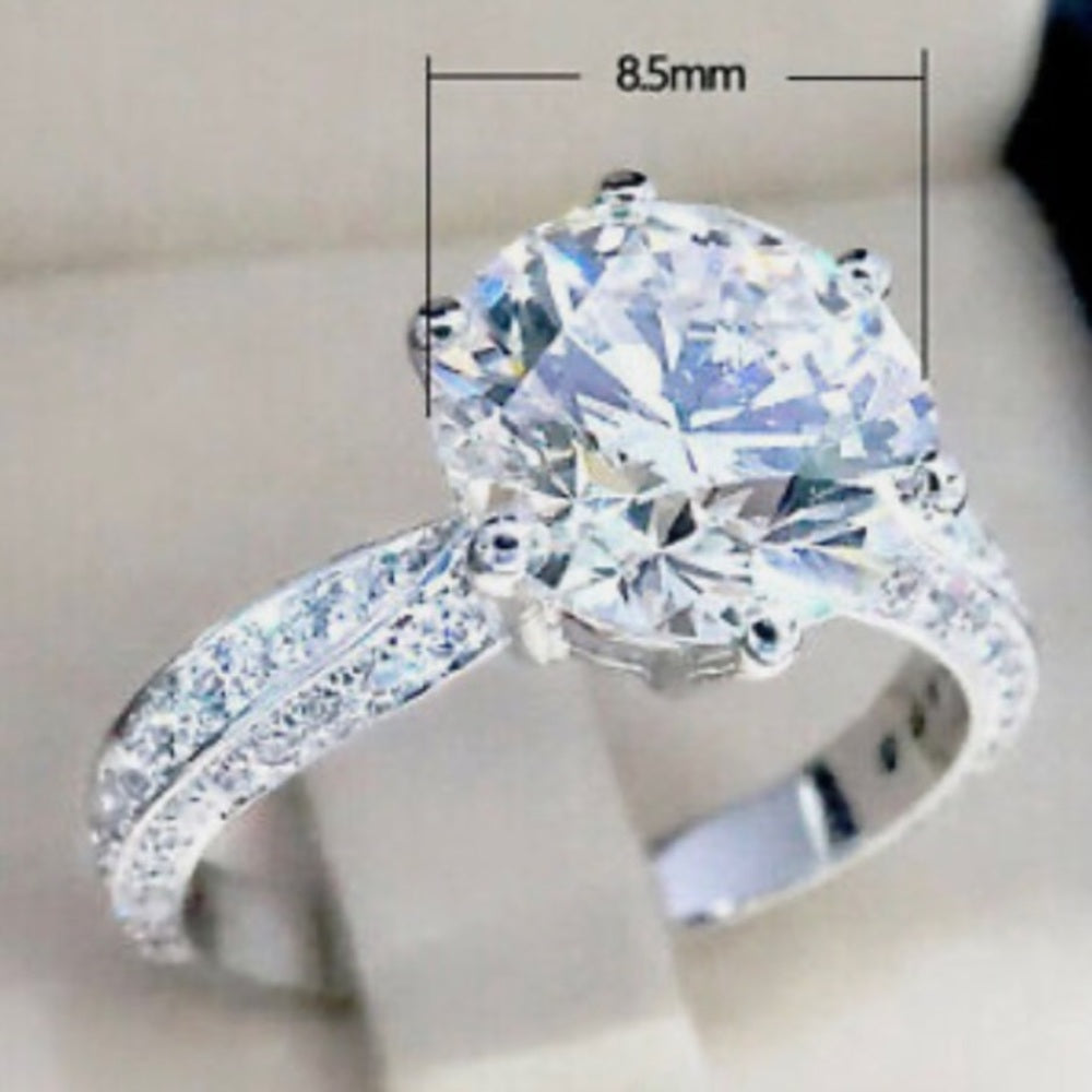 Faux Diamond- Cubic Zirconia 925 Silver Tiffany Engagement Ring