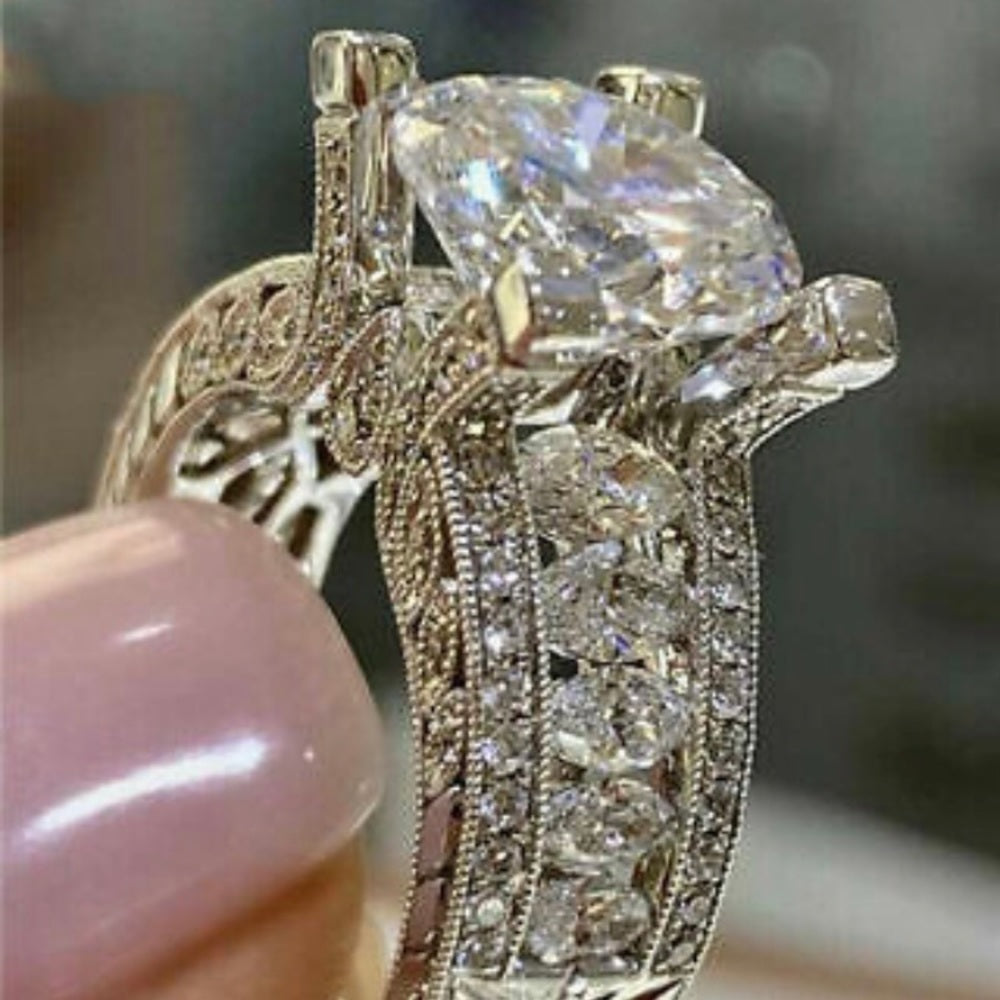 Elegant 5ct Faux Diamond -Cubic Zirconia 925 Silver Engagement Ring