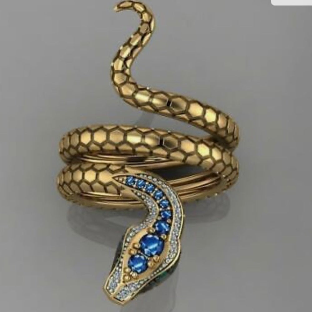 Snake Cubic Zirconia Gold Plated Ring