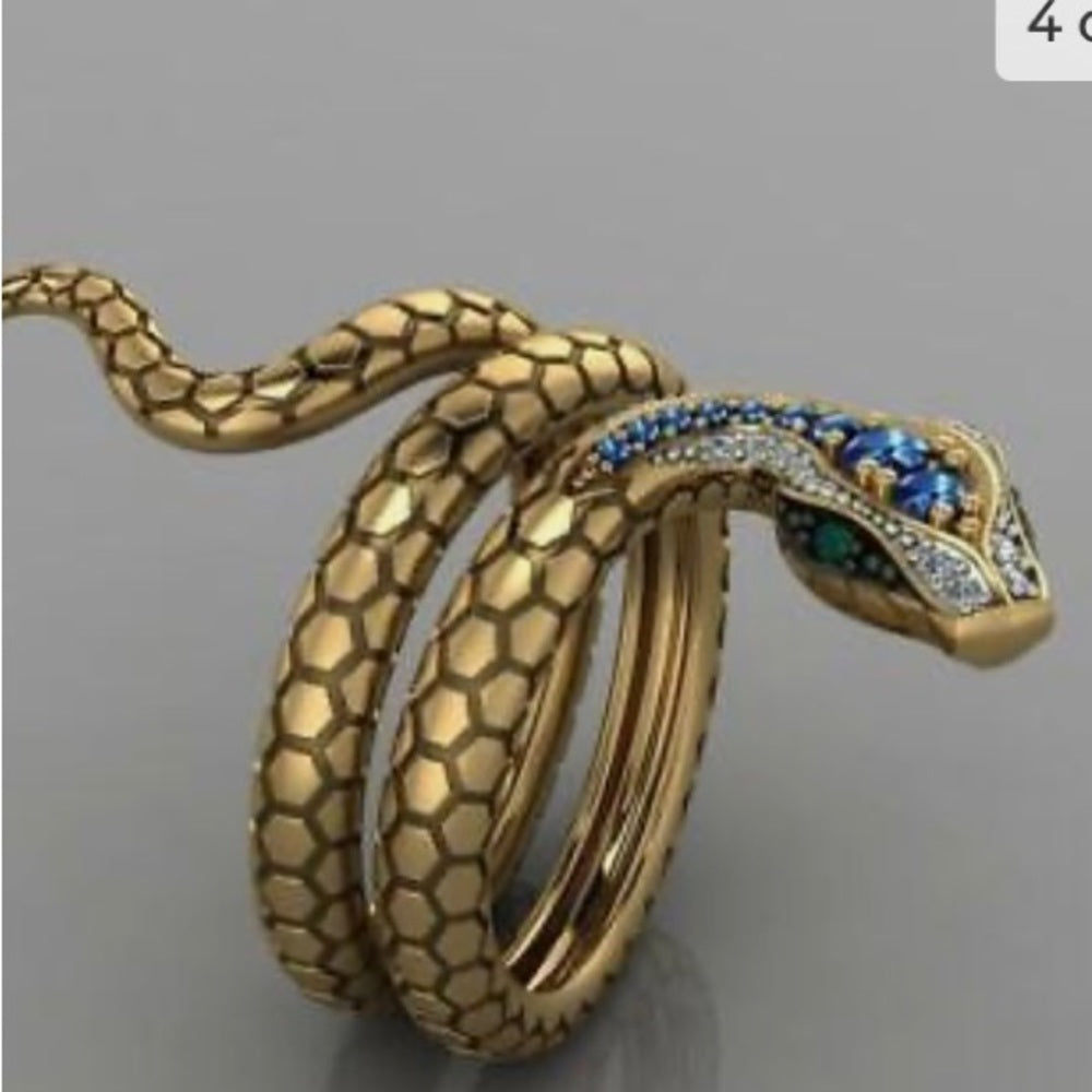 Snake Cubic Zirconia Gold Plated Ring