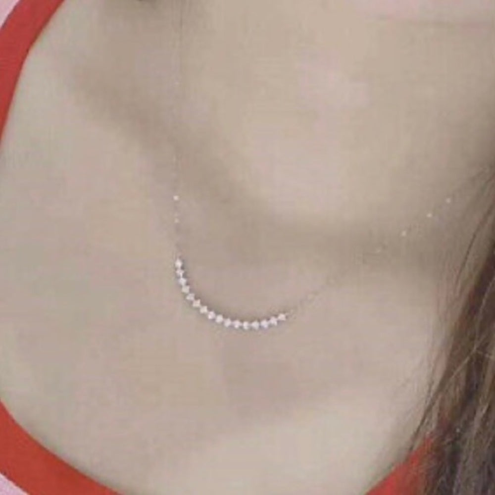 Faux Diamonds-Cubic Zirconia 925 Silver Filled Chain Necklace
