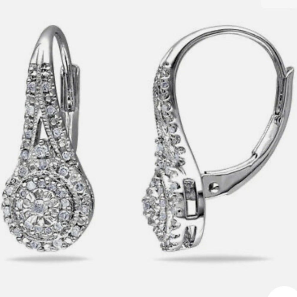Faux Diamond Cubic Zirconia 925 Silver Filled Stud Dangling Earrings