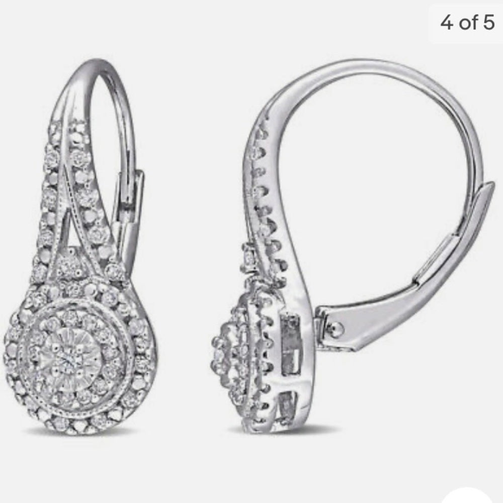Faux Diamond Cubic Zirconia 925 Silver Filled Stud Dangling Earrings