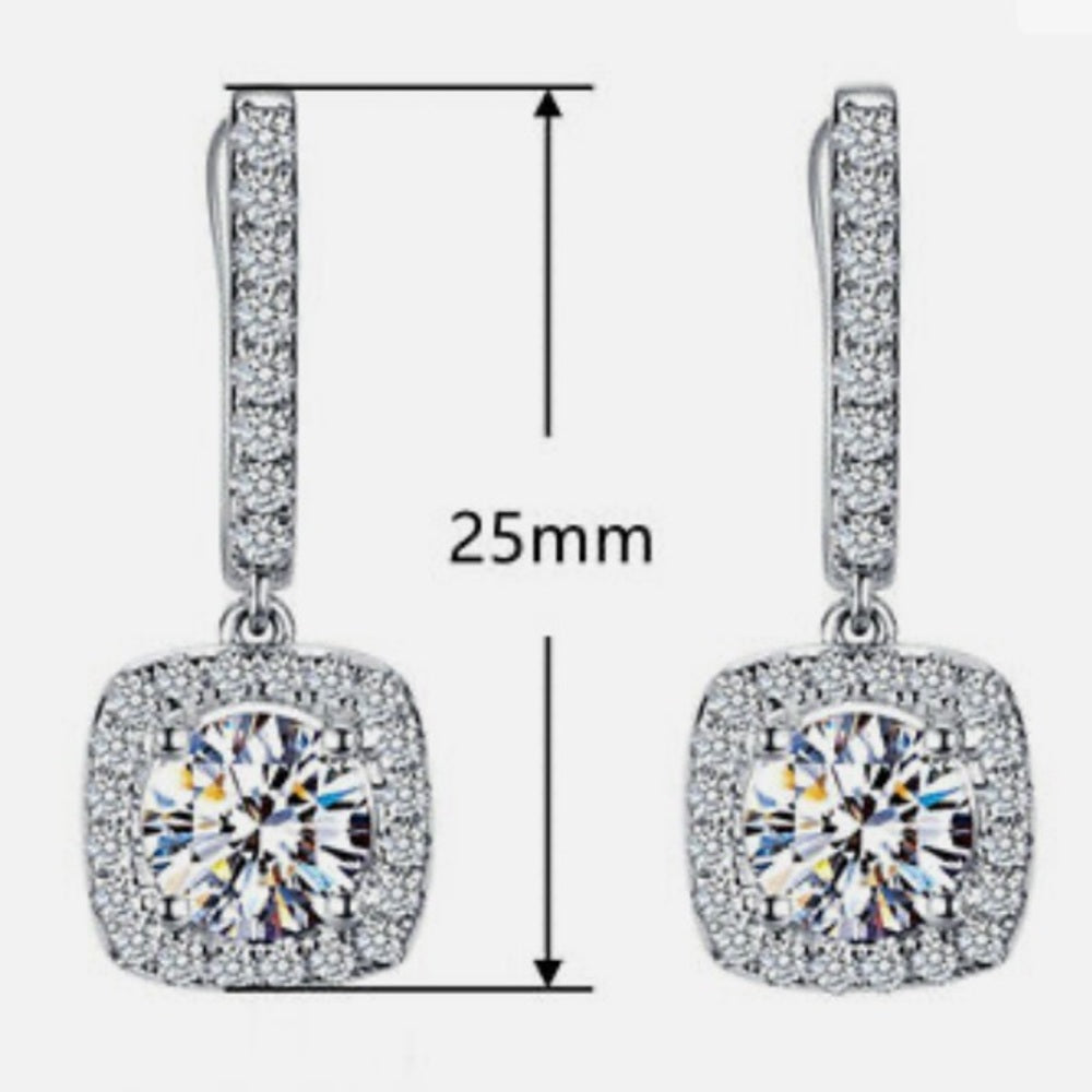Faux Diamond Cubic Zirconia 925 Silver Filled Stud Dangling Earrings