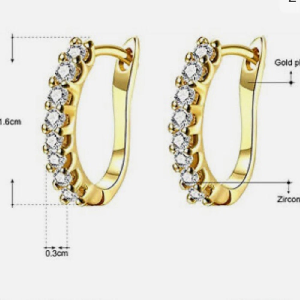 Faux Diamond Cubic Zirconia 925 Gold Filled Stud Hoop Dangling Earrings