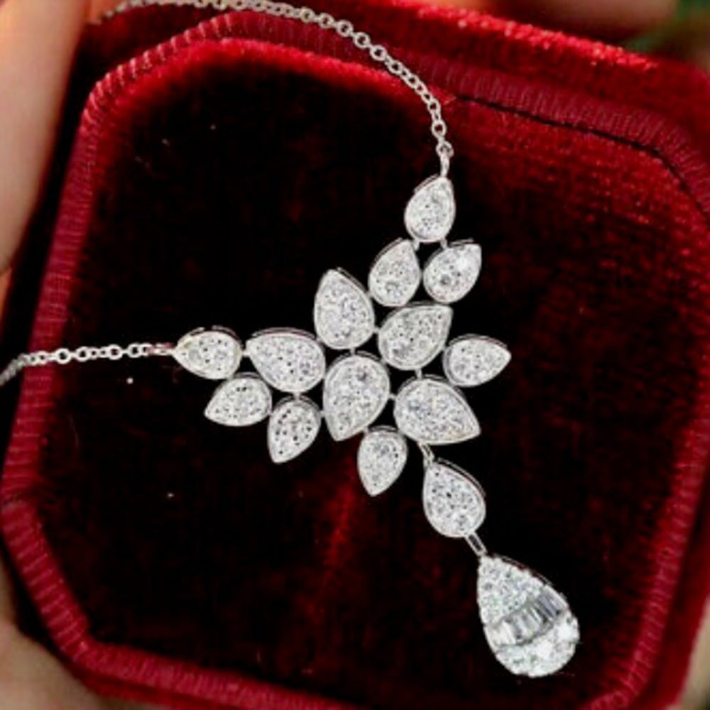 Faux Diamonds-Cubic Zirconia 925 Silver Filled Chain Necklace
