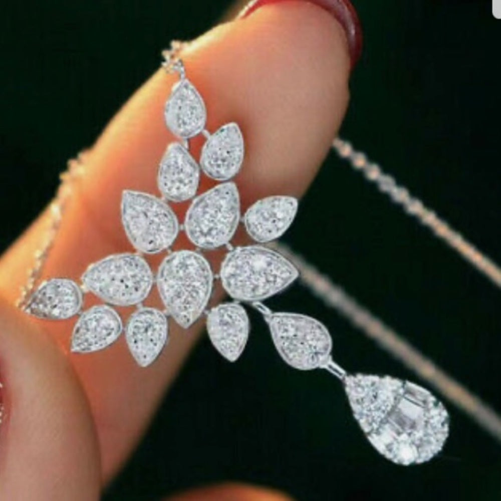 Faux Diamonds-Cubic Zirconia 925 Silver Filled Chain Necklace