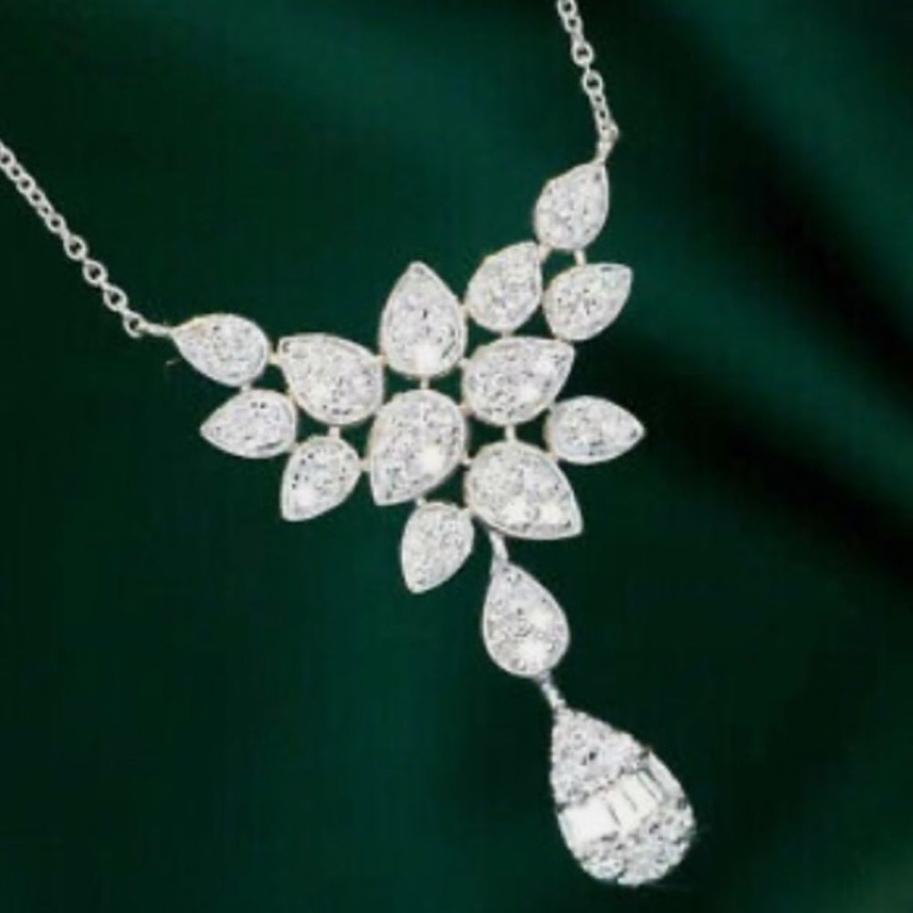 Faux Diamonds-Cubic Zirconia 925 Silver Filled Chain Necklace