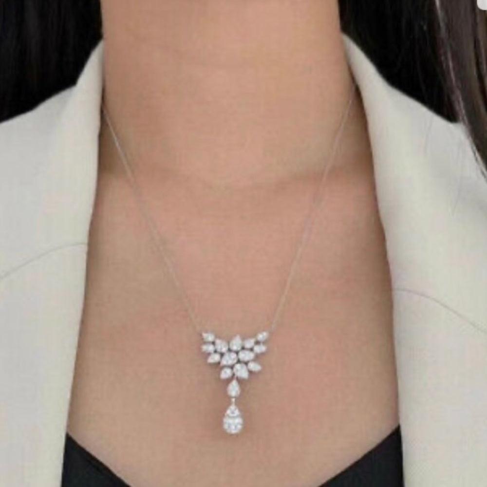Faux Diamonds-Cubic Zirconia 925 Silver Filled Chain Necklace