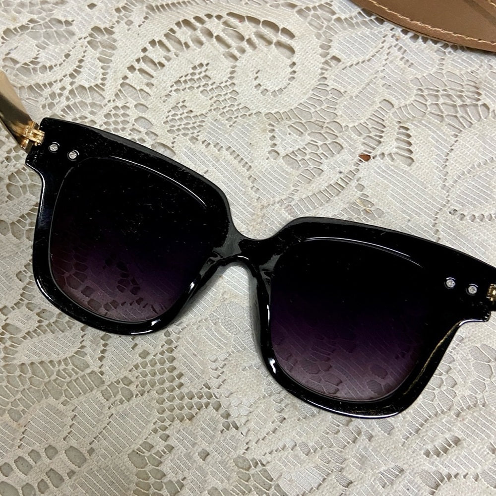 Gucci, Italy, Black Gold Sherry Line Sunglasses