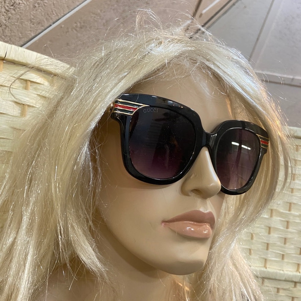 Gucci, Italy, Black Gold Sherry Line Sunglasses