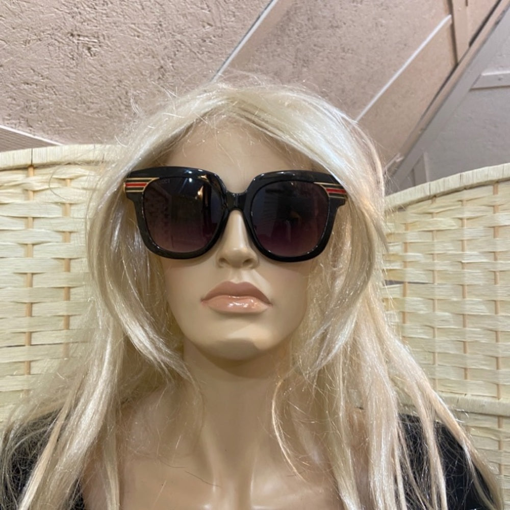 Gucci, Italy, Black Gold Sherry Line Sunglasses