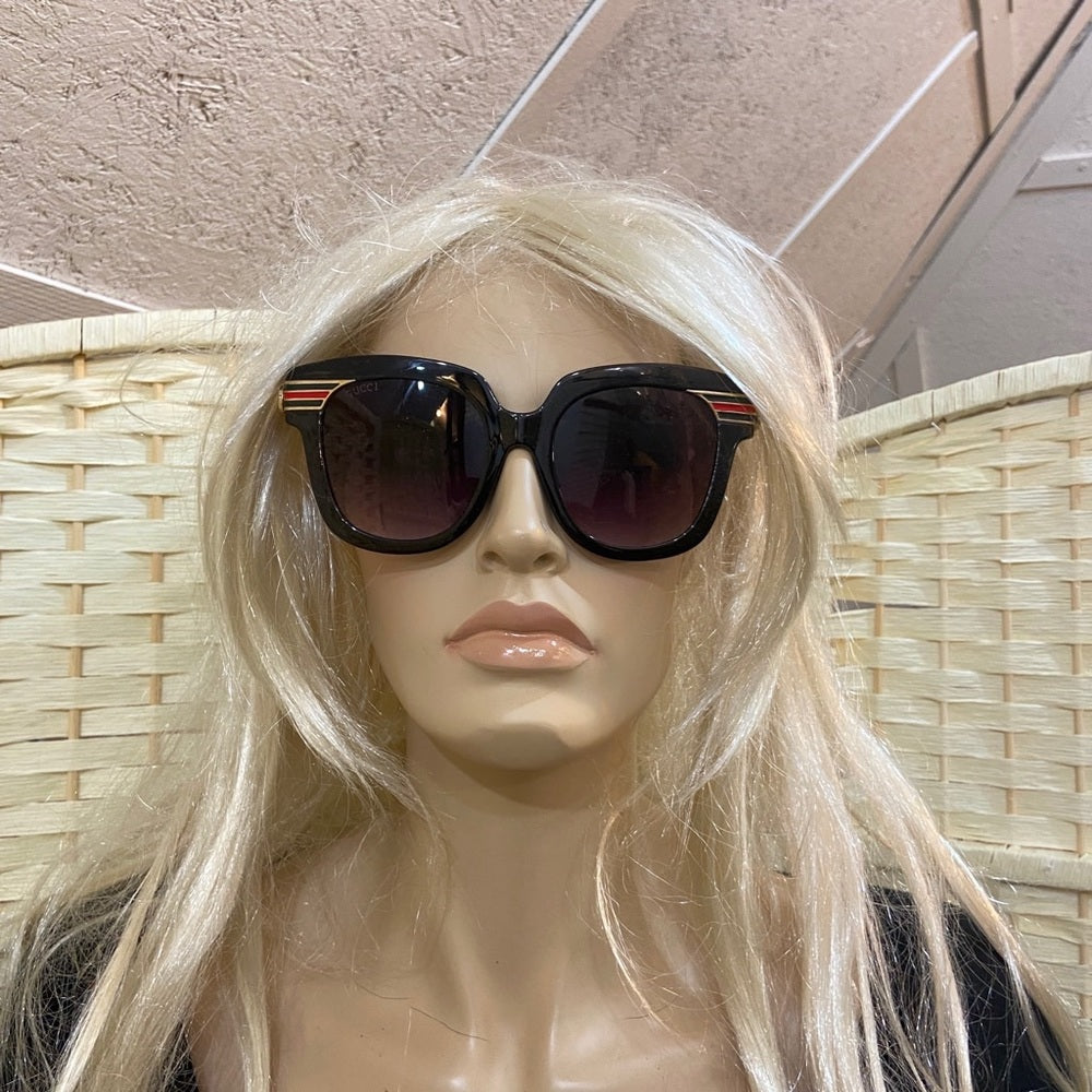 Gucci, Italy, Black Gold Sherry Line Sunglasses
