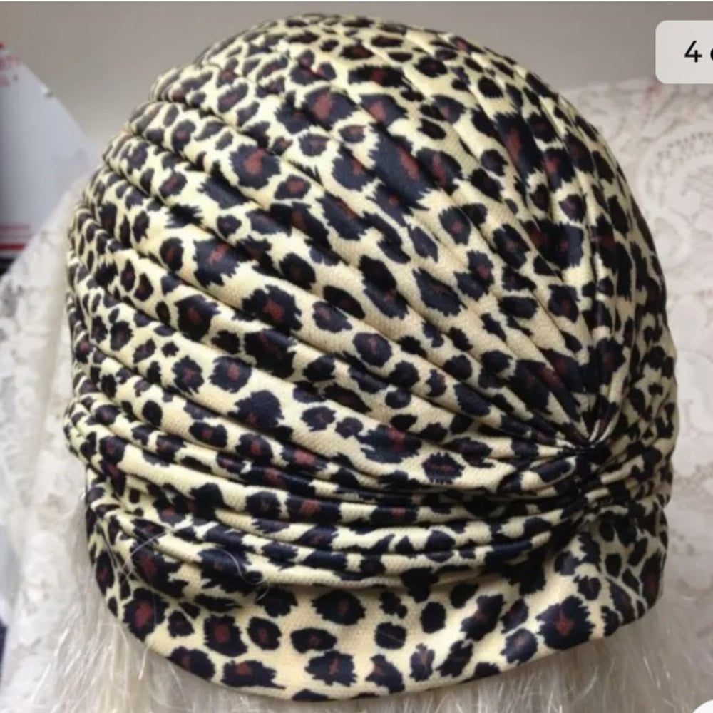 Fabulous Leopard Cloche, Turban, Flapper Style Hat