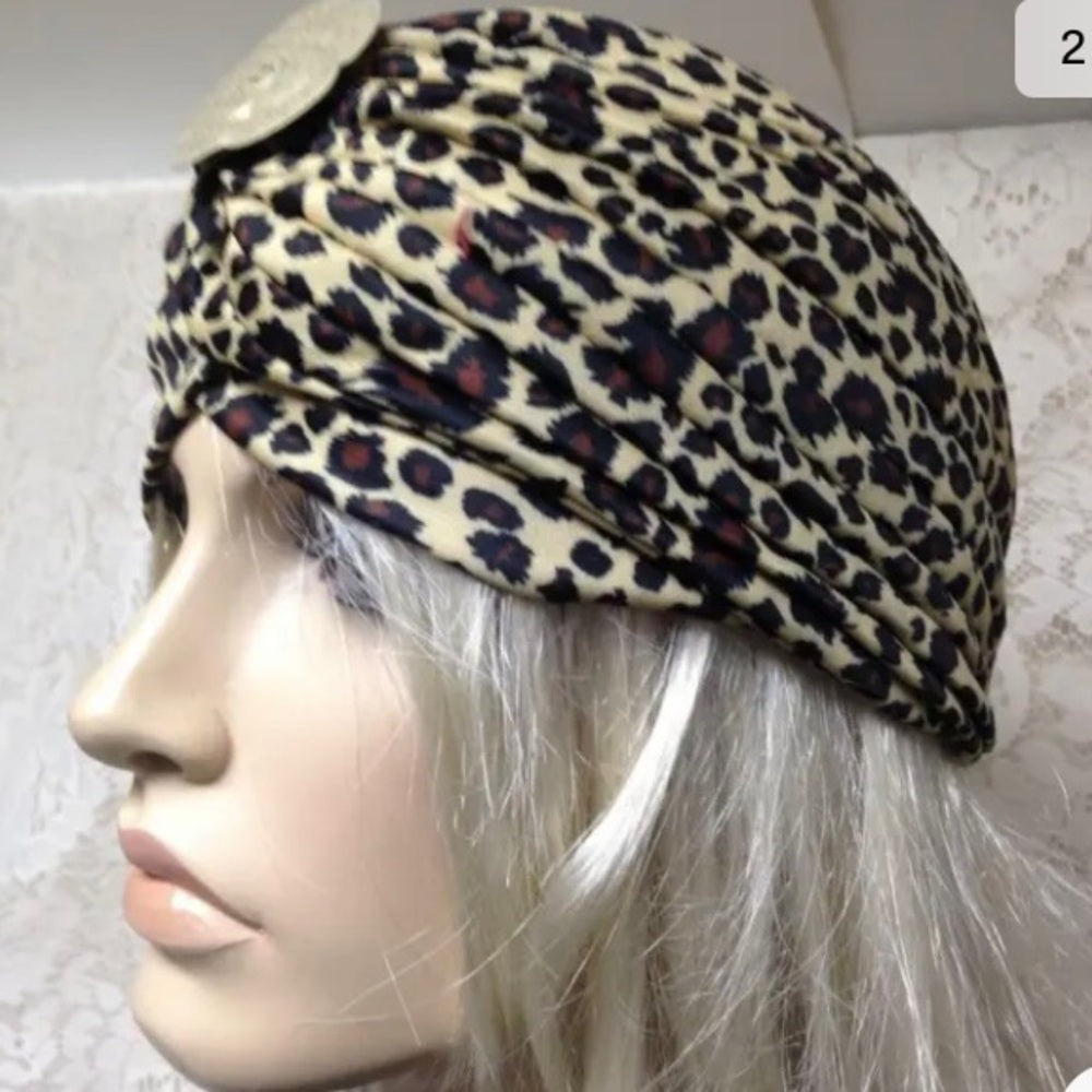 Fabulous Leopard Cloche, Turban, Flapper Style Hat