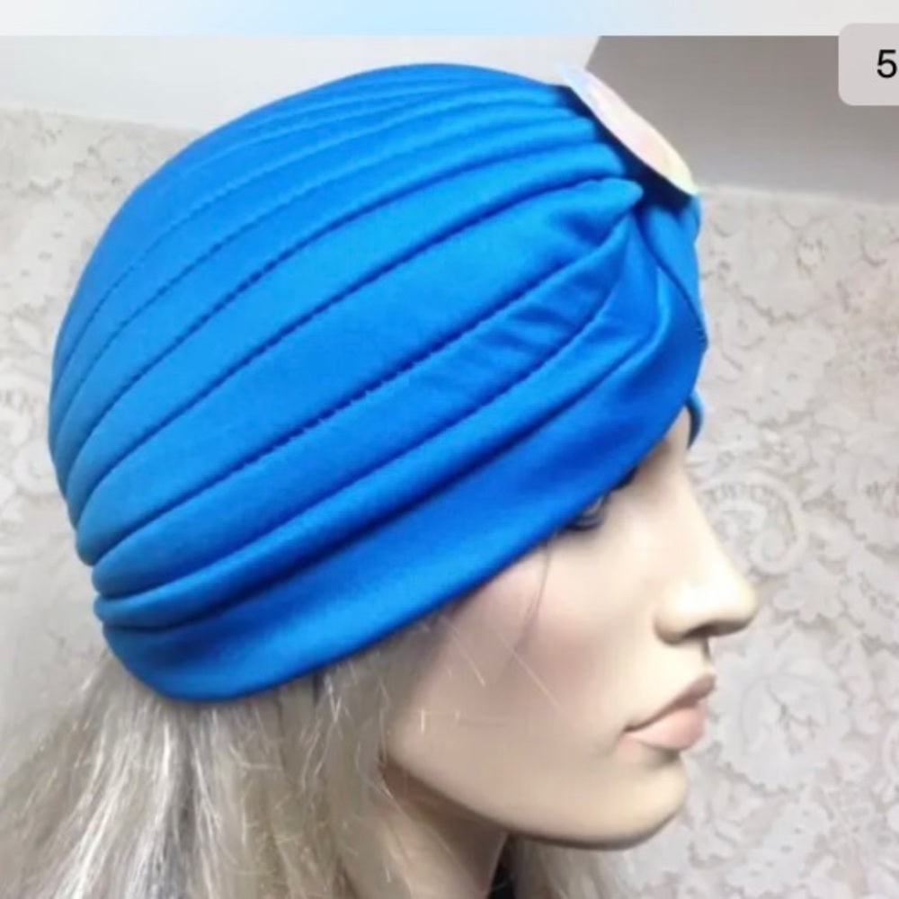 Fabulous Sky Blue Cloche, Turban, Flapper Style Hat