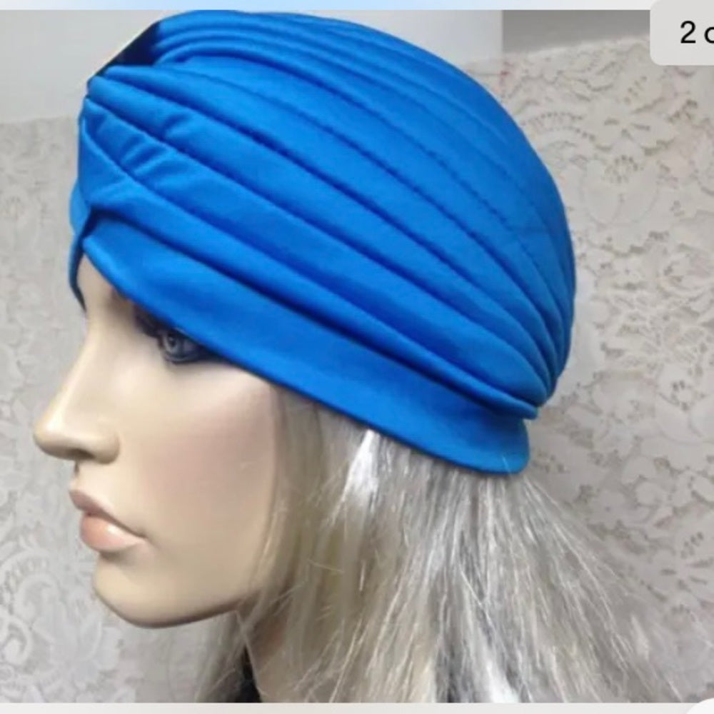 Fabulous Sky Blue Cloche, Turban, Flapper Style Hat