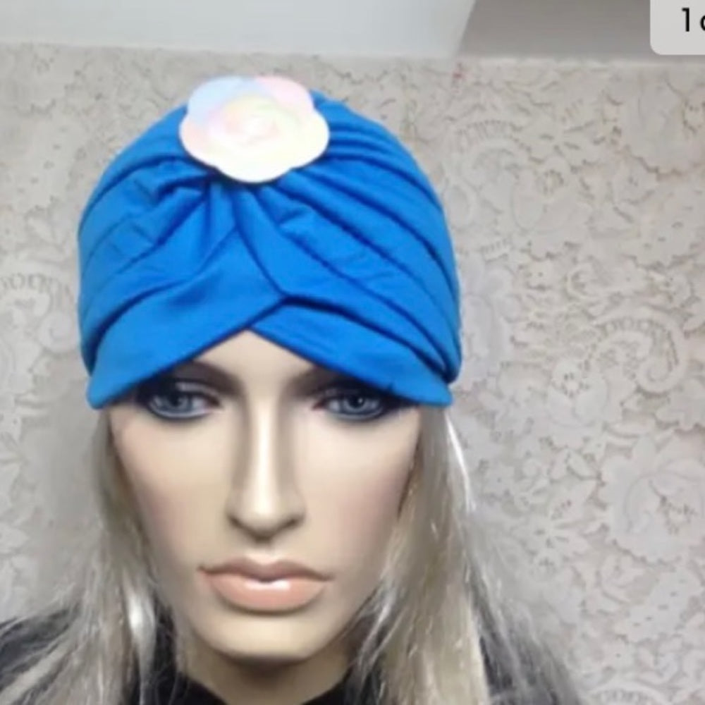 Fabulous Sky Blue Cloche, Turban, Flapper Style Hat