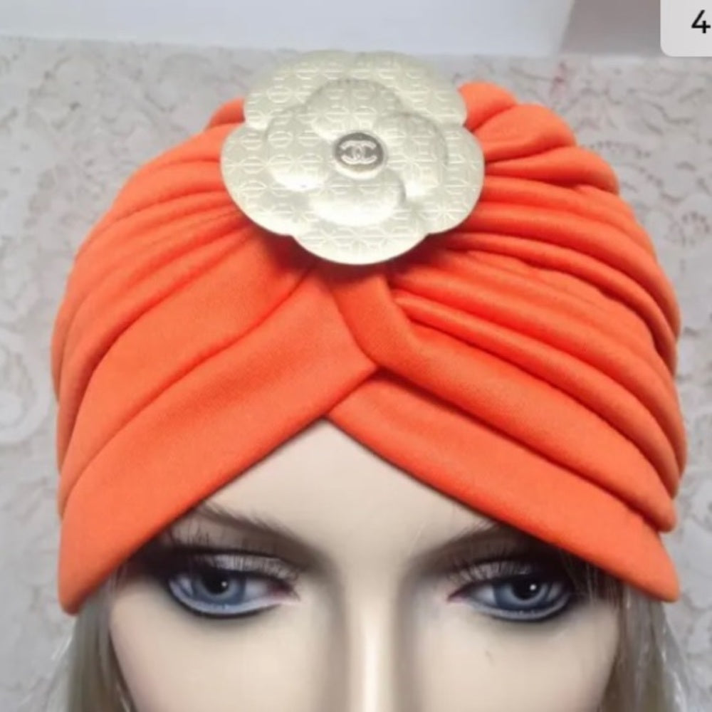 Fabulous Orange Cloche, Turban, Flapper Style Hat