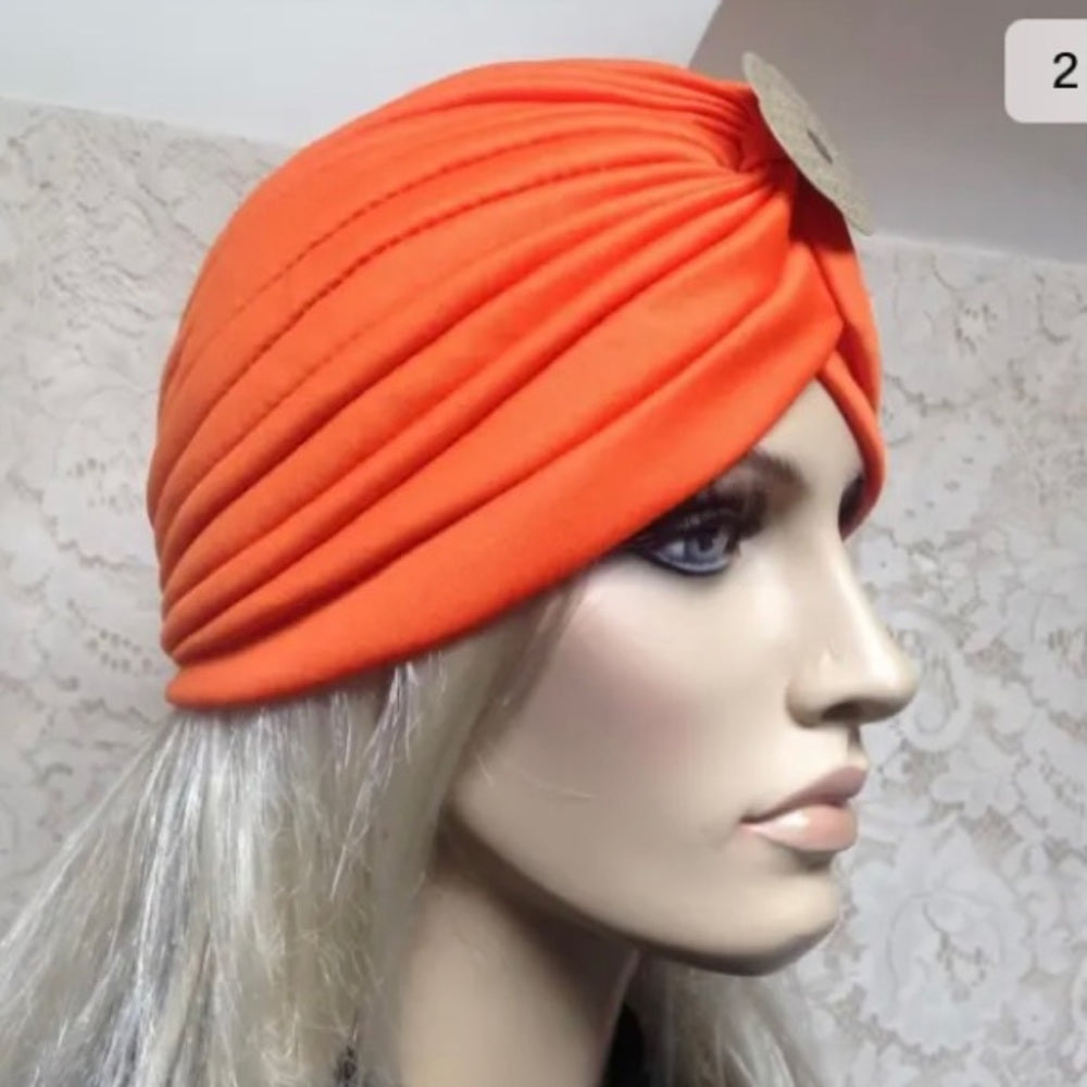 Fabulous Orange Cloche, Turban, Flapper Style Hat