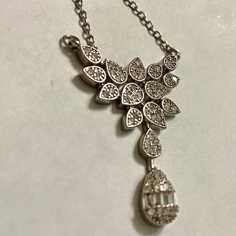 Faux Diamonds-Cubic Zirconia 925 Silver Filled Chain Necklace
