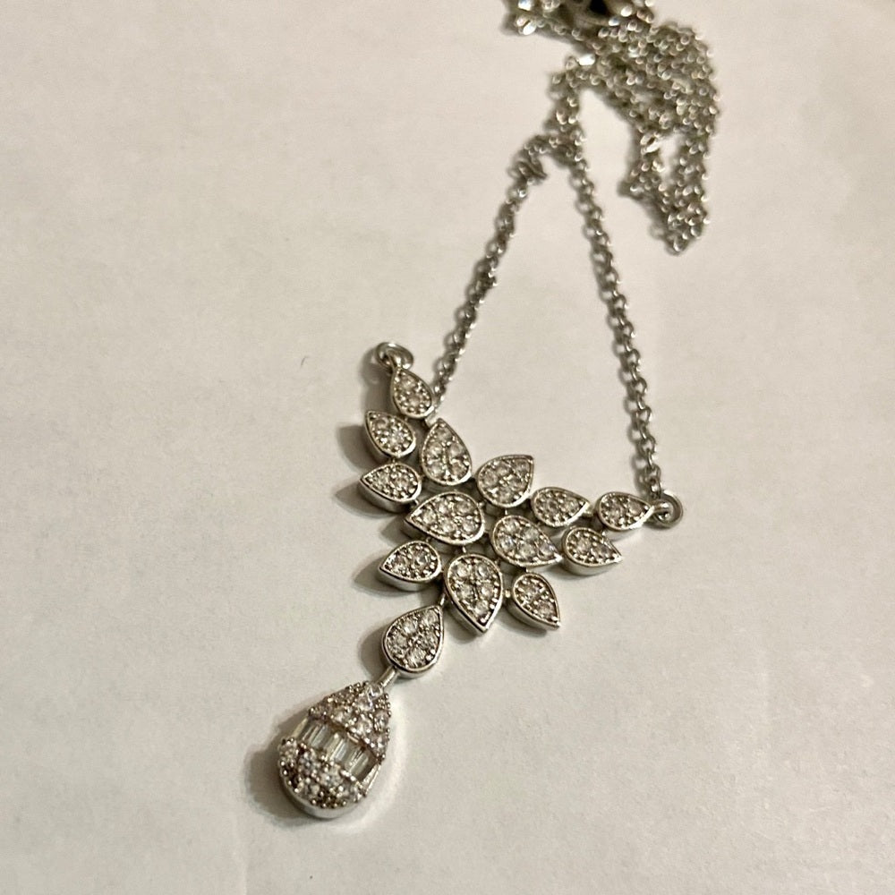 Faux Diamonds-Cubic Zirconia 925 Silver Filled Chain Necklace