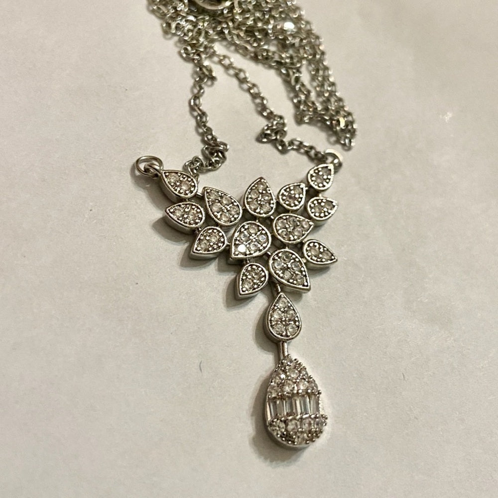 Faux Diamonds-Cubic Zirconia 925 Silver Filled Chain Necklace