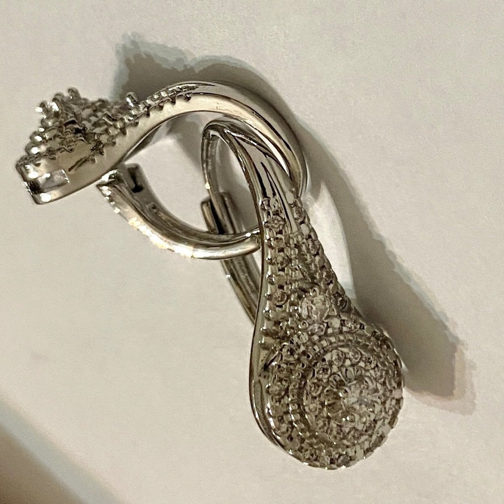 Faux Diamond Cubic Zirconia 925 Silver Filled Stud Dangling Earrings