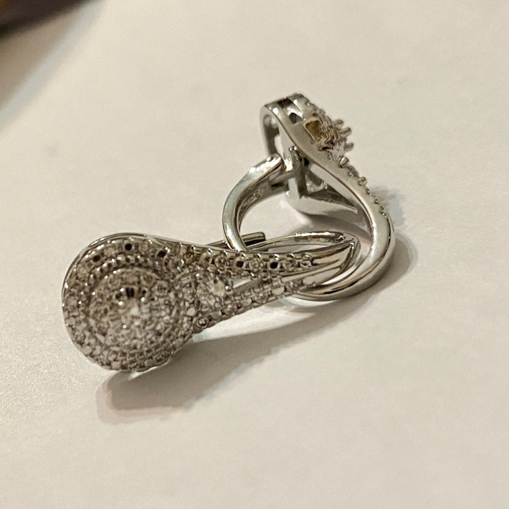 Faux Diamond Cubic Zirconia 925 Silver Filled Stud Dangling Earrings