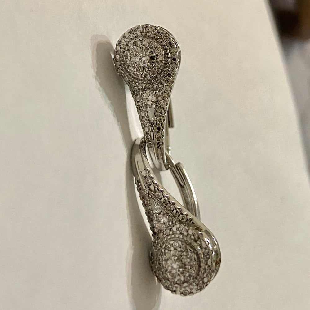 Faux Diamond Cubic Zirconia 925 Silver Filled Stud Dangling Earrings
