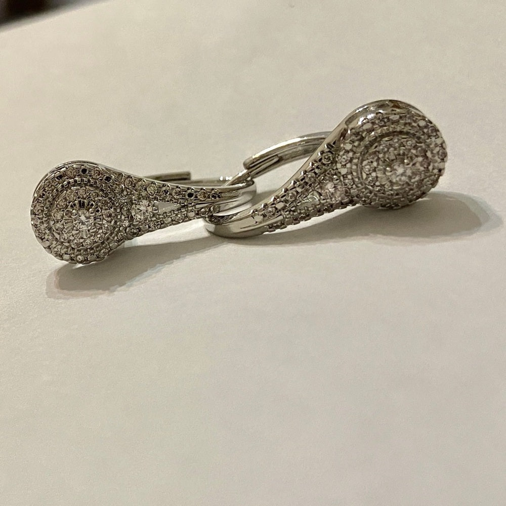 Faux Diamond Cubic Zirconia 925 Silver Filled Stud Dangling Earrings