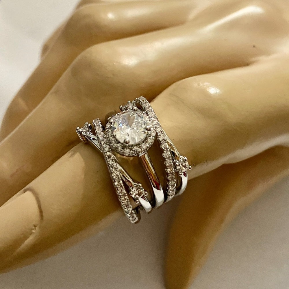Faux Diamonds- Cubic Zirconia 925 Silver Filled Ring