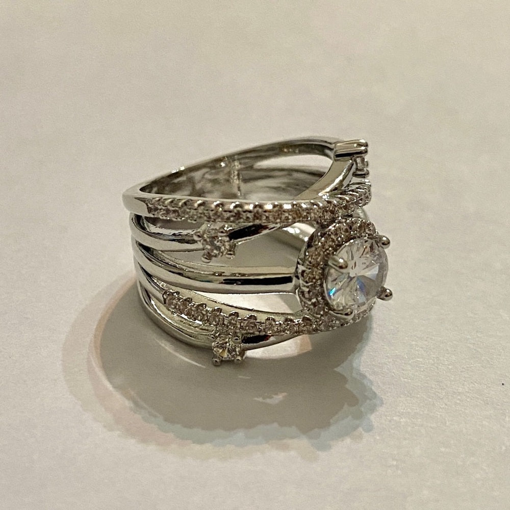 Faux Diamonds- Cubic Zirconia 925 Silver Filled Ring