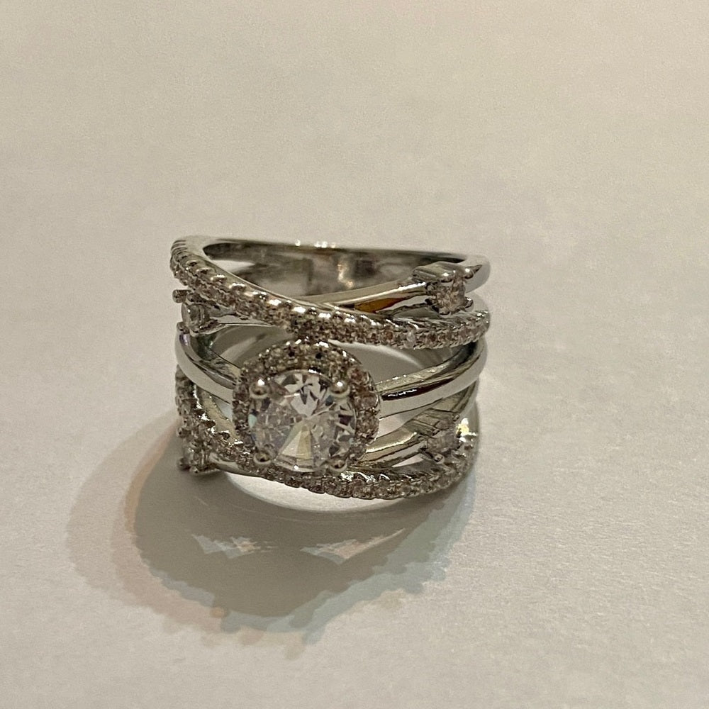 Faux Diamonds- Cubic Zirconia 925 Silver Filled Ring