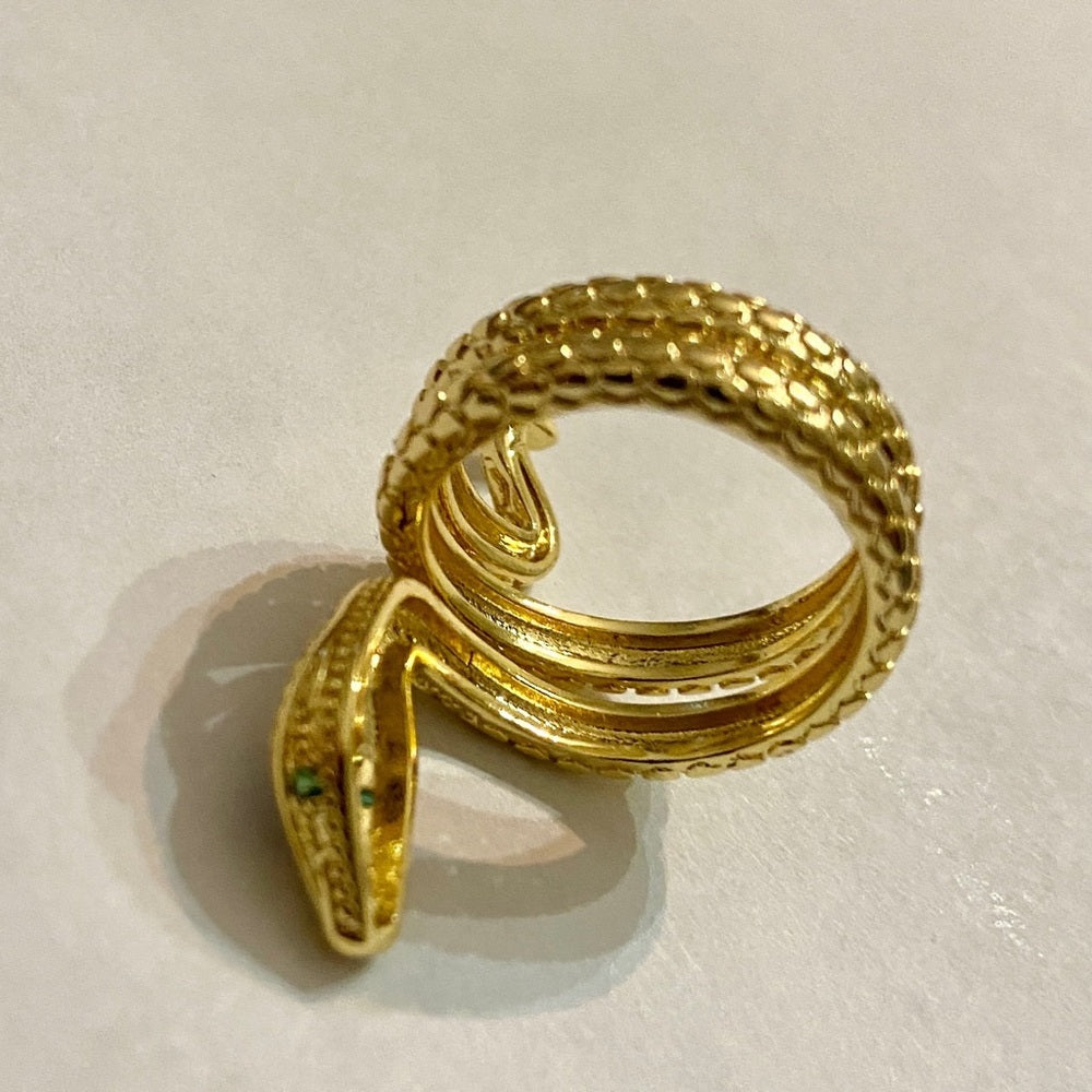 Snake Cubic Zirconia Gold Plated Ring