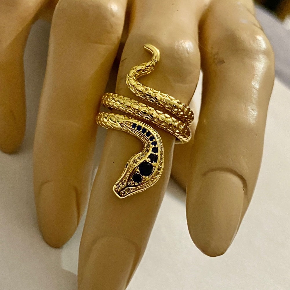 Snake Cubic Zirconia Gold Plated Ring