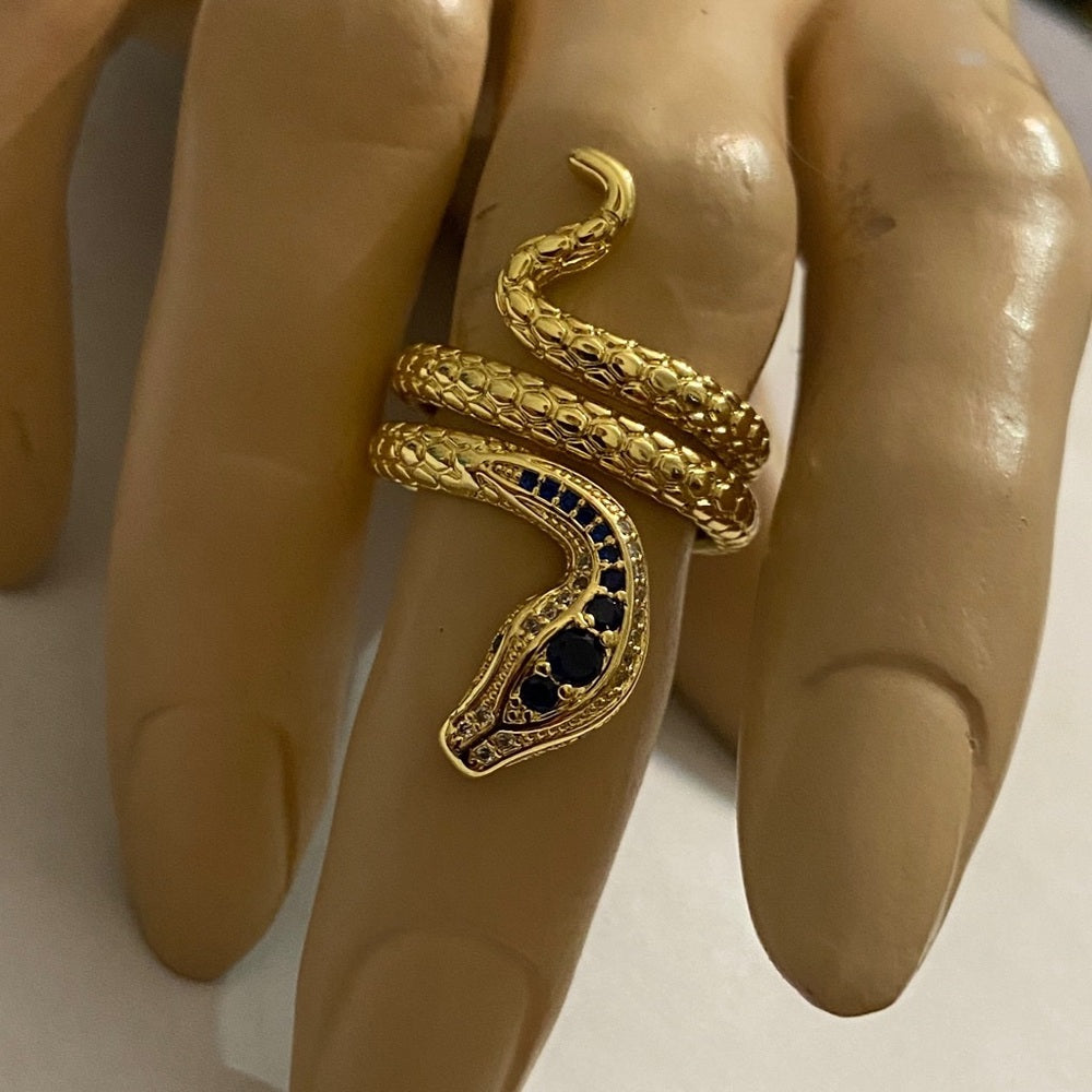Snake Cubic Zirconia Gold Plated Ring