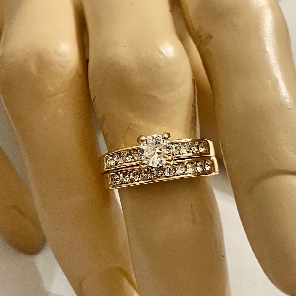2pc Couple Cubic Zirconia Gold Filled Ring set
