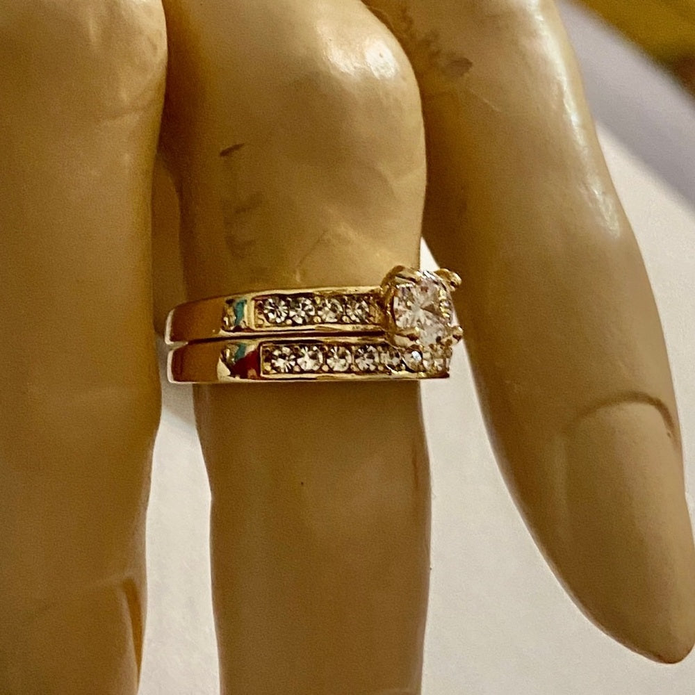 2pc Couple Cubic Zirconia Gold Filled Ring set