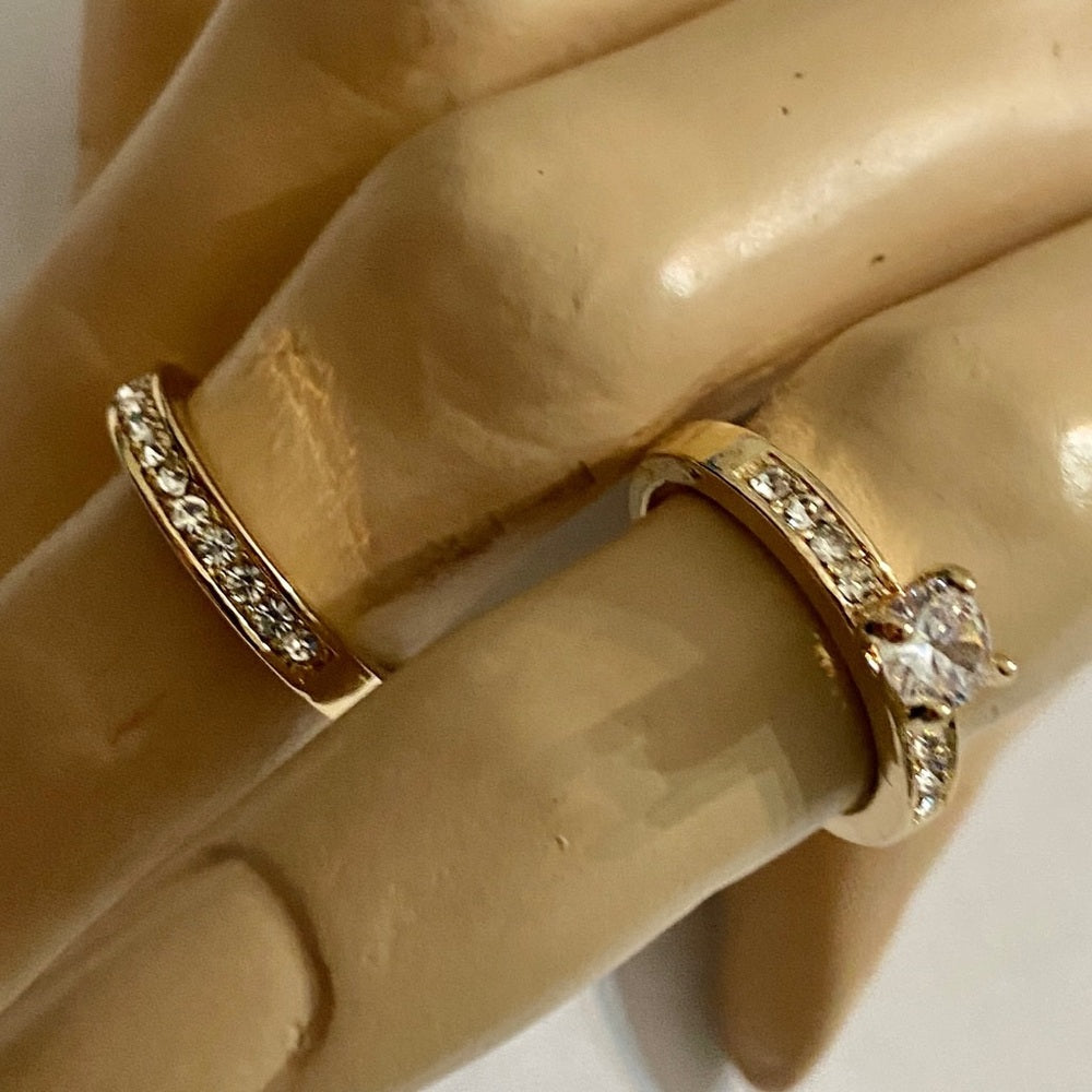 2pc Couple Cubic Zirconia Gold Filled Ring set