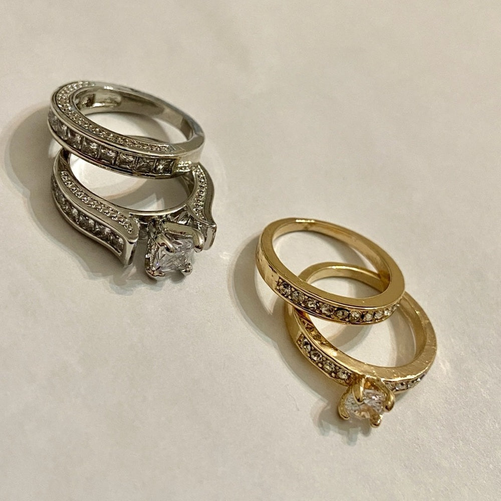 2pc Couple Cubic Zirconia Gold Filled Ring set