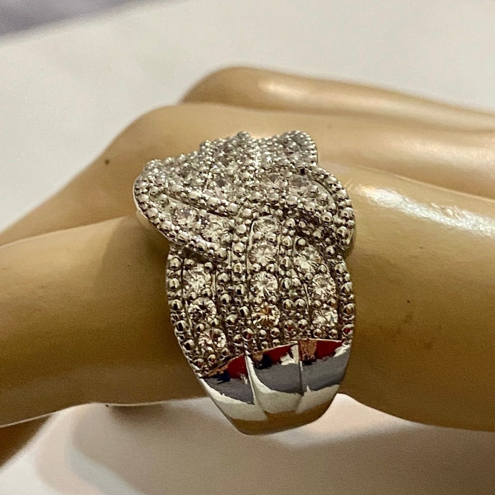 Faux Diamonds Cubic Zirconia 925 Silver Filled Ring