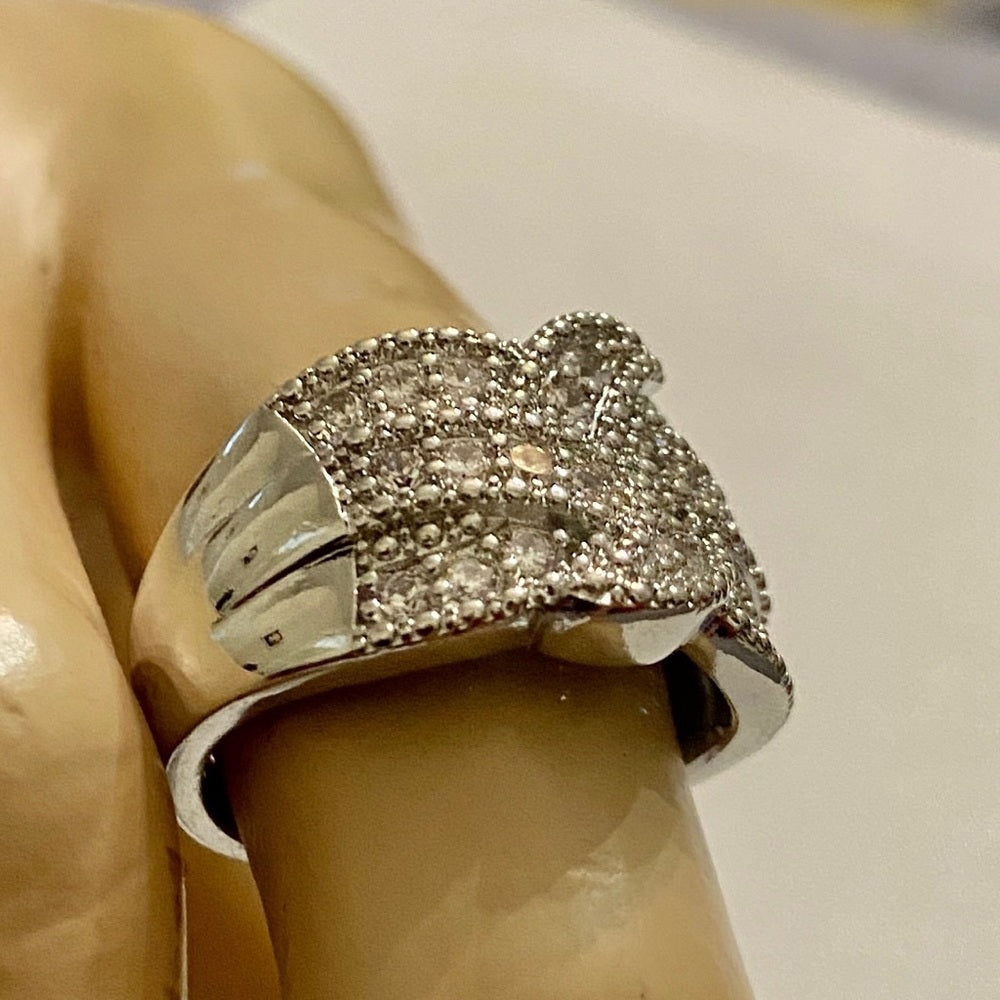 Faux Diamonds Cubic Zirconia 925 Silver Filled Ring
