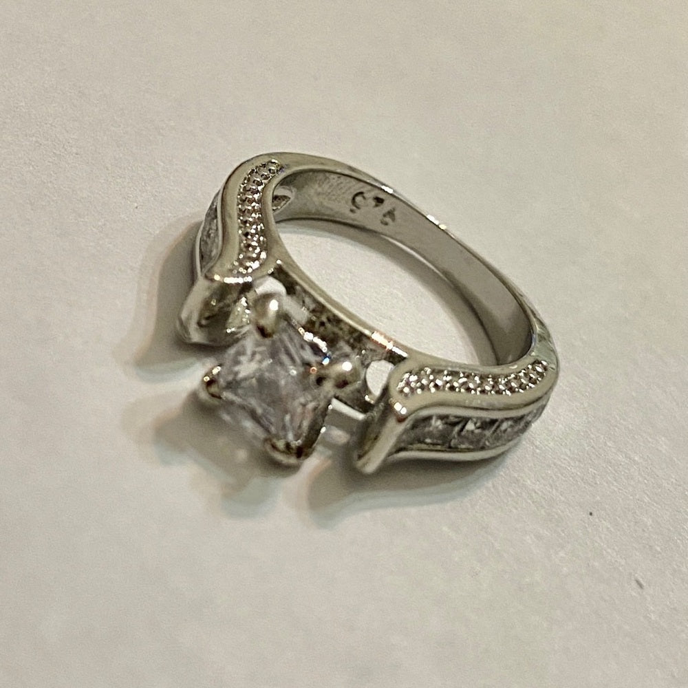 3pc Cubic Zirconia 925 Silver Filled Engagement-Wedding Rings Set