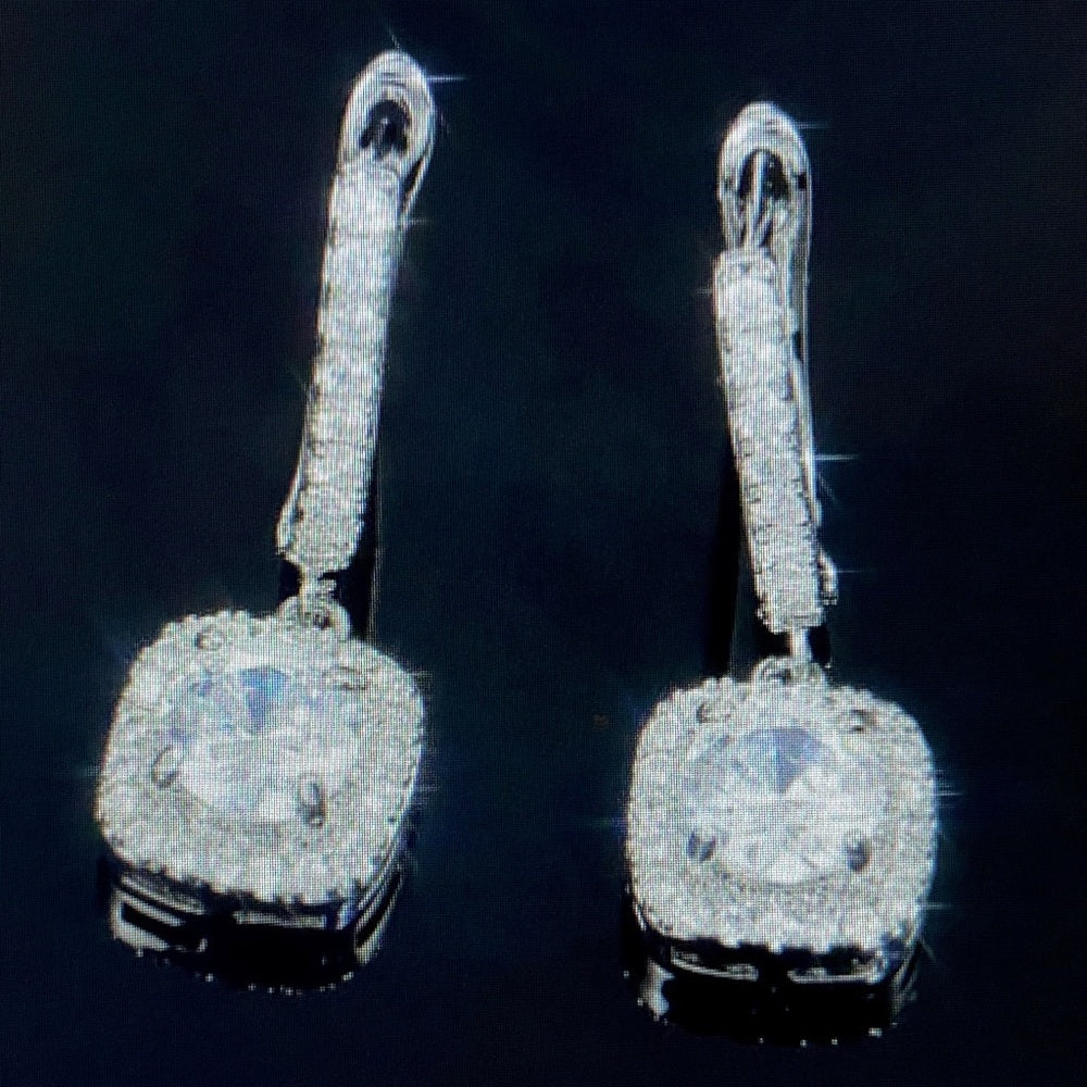 Faux Diamond Cubic Zirconia 925 Silver Filled Stud Dangling Earrings
